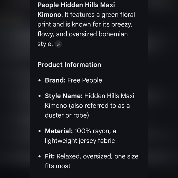 Free People Green Floral Maxi Kimono/Robe In Jungle Combo - Picture 11 of 15